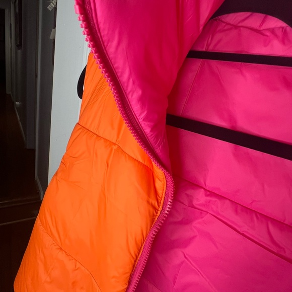 Vibrant Pink and Orange Women's Cropped Reversible Vest - Picture 8 of 13